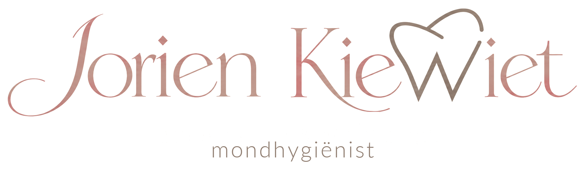 Jorien Kiewiet, mondhygiënist — oudroze logo met de kies als W